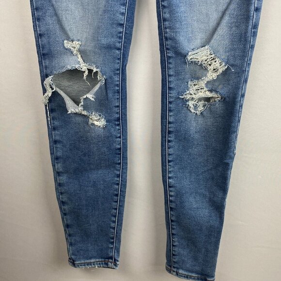 American Eagle Jeans Womens Jegging Next Level Stretch Whiskered Destroyed 6 Reg - Picture 3 of 10